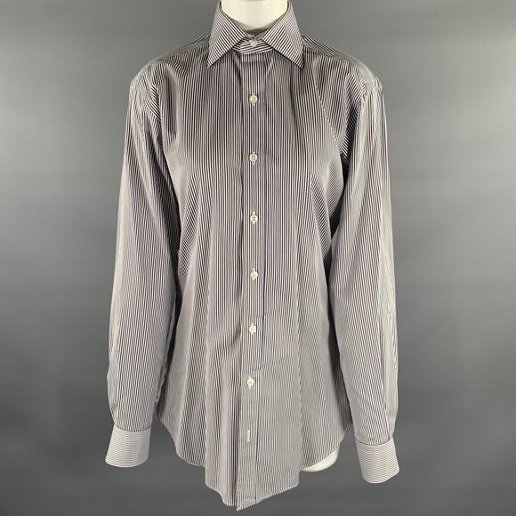 Hamilton Other - HAMILTON Size S Off White Blue & Brown Stripe Cotton Long Sleeve Shirt